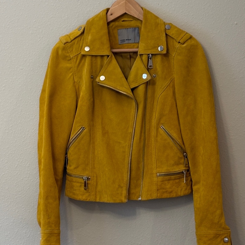 Vero Moda Mustard suede Leather Jacket